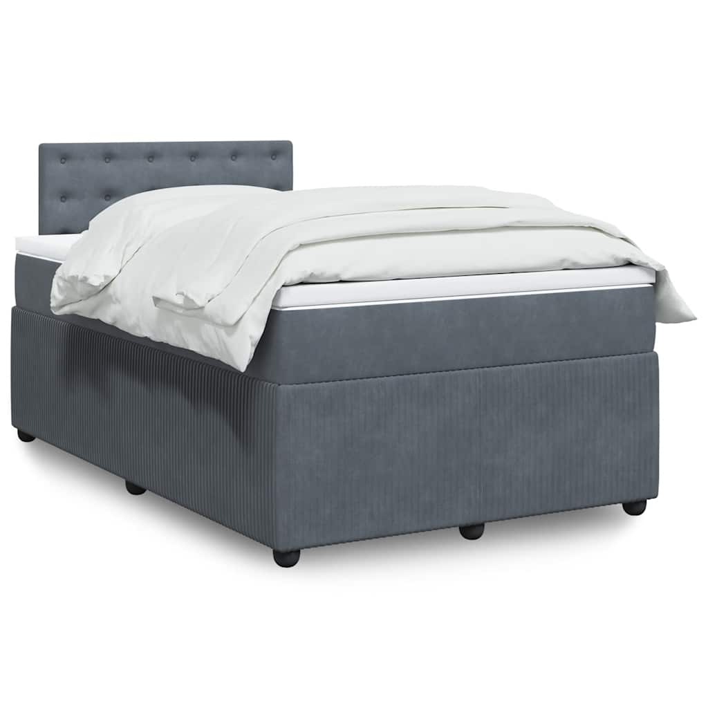 vidaXL Κρεβάτι Boxspring με Στρώμα Σκούρο Γκρι 120x200 εκ. Βελούδινο