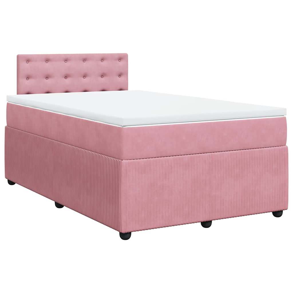 vidaXL Κρεβάτι Boxspring με Στρώμα Ροζ 120x200 εκ. Βελούδινο