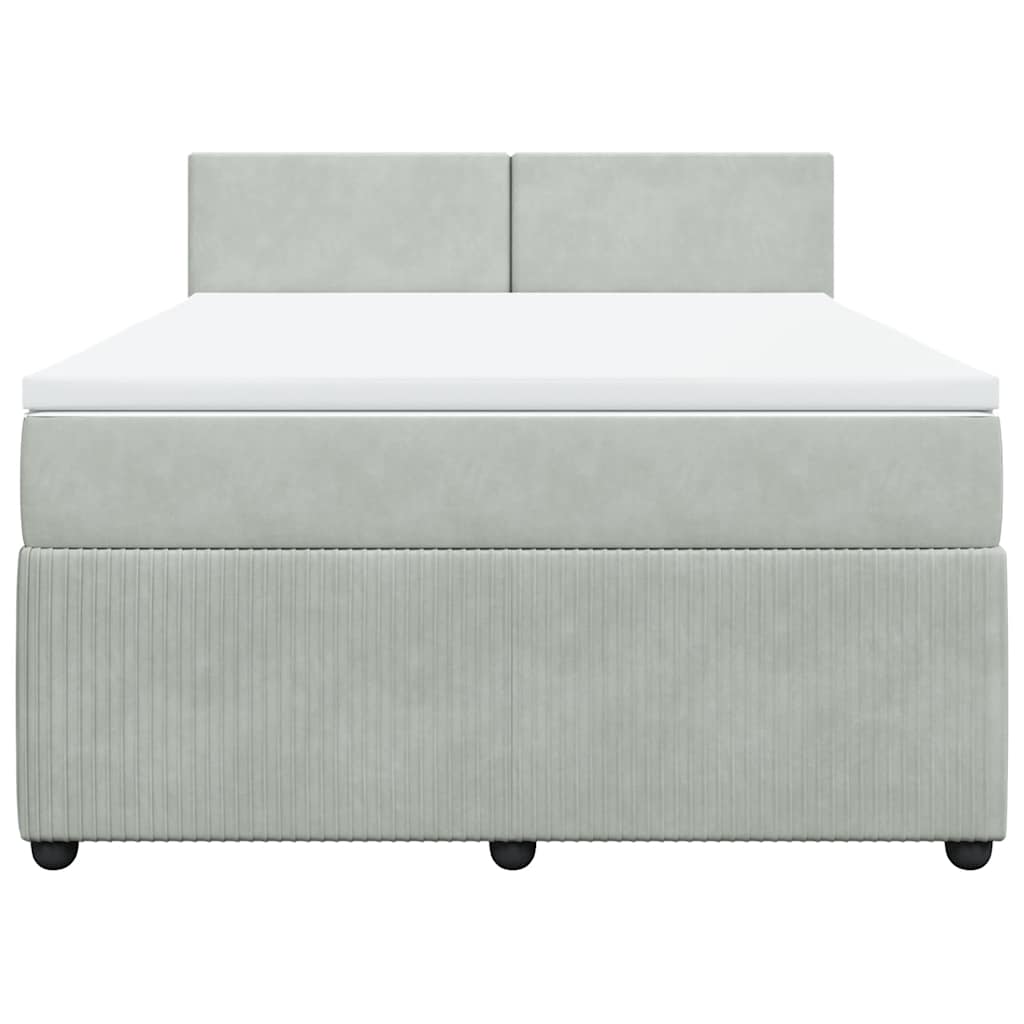 vidaXL Κρεβάτι Boxspring με Στρώμα Ανοιχτό Γκρι 140x190 εκ. Βελούδινο