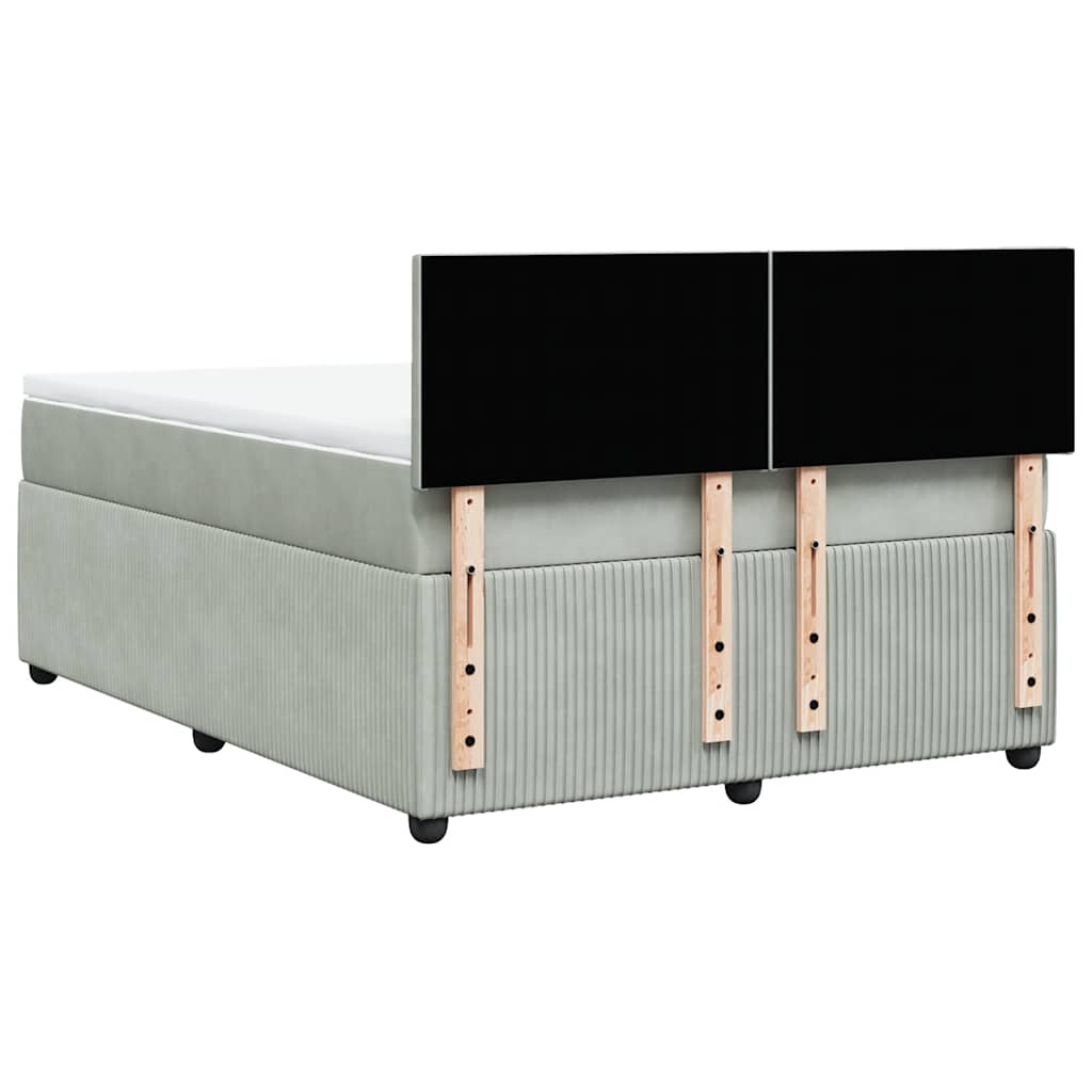 vidaXL Κρεβάτι Boxspring με Στρώμα Ανοιχτό Γκρι 140x190 εκ. Βελούδινο