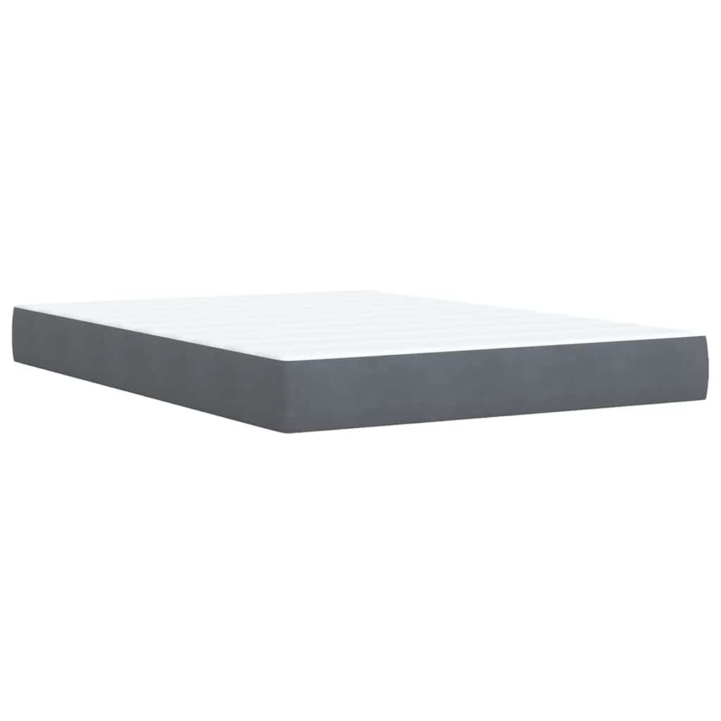 vidaXL Κρεβάτι Boxspring με Στρώμα Σκούρο Γκρι 140x190 εκ. Βελούδινο