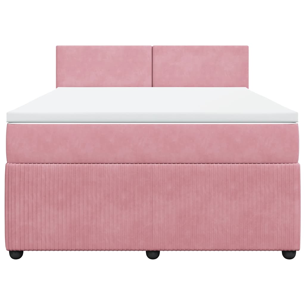 vidaXL Κρεβάτι Boxspring με Στρώμα Ροζ 140x190 εκ. Βελούδινο