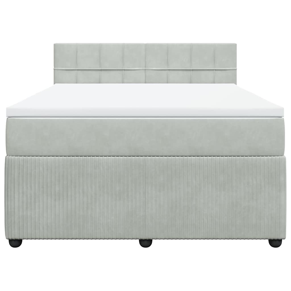 vidaXL Κρεβάτι Boxspring με Στρώμα Ανοιχτό Γκρι 140x190 εκ. Βελούδινο