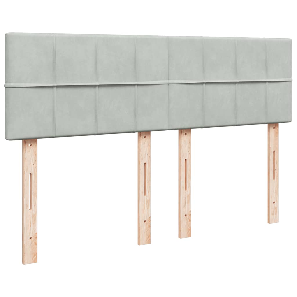 vidaXL Κρεβάτι Boxspring με Στρώμα Ανοιχτό Γκρι 140x190 εκ. Βελούδινο