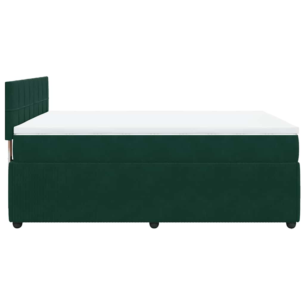 vidaXL Κρεβάτι Boxspring με Στρώμα Σκούρο Πράσινο 140x190εκ. Βελούδινο