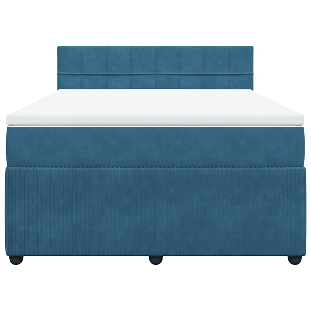 vidaXL Κρεβάτι Boxspring με Στρώμα Μπλε 140x190 εκ. Βελούδινο