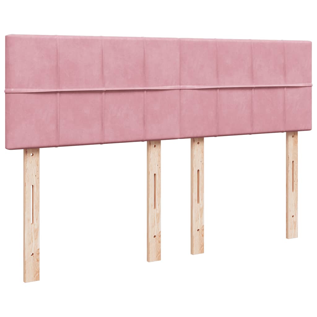 vidaXL Κρεβάτι Boxspring με Στρώμα Ροζ 140x190 εκ. Βελούδινο