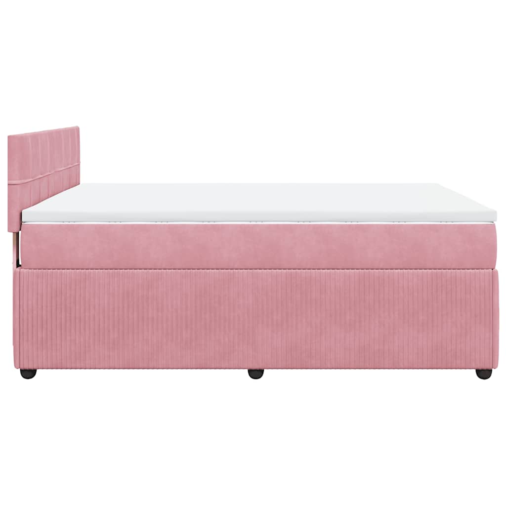 vidaXL Κρεβάτι Boxspring με Στρώμα Ροζ 140x190 εκ. Βελούδινο