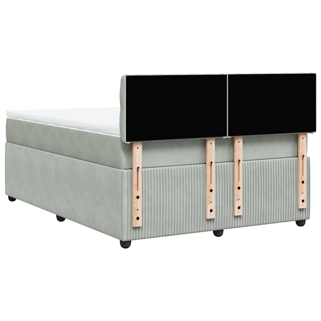 vidaXL Κρεβάτι Boxspring με Στρώμα Ανοιχτό Γκρι 140x190 εκ. Βελούδινο