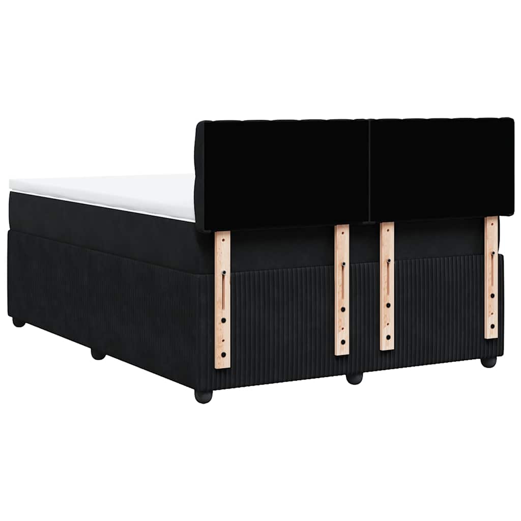 vidaXL Κρεβάτι Boxspring με Στρώμα Μαύρο 140x190 εκ. Βελούδινο