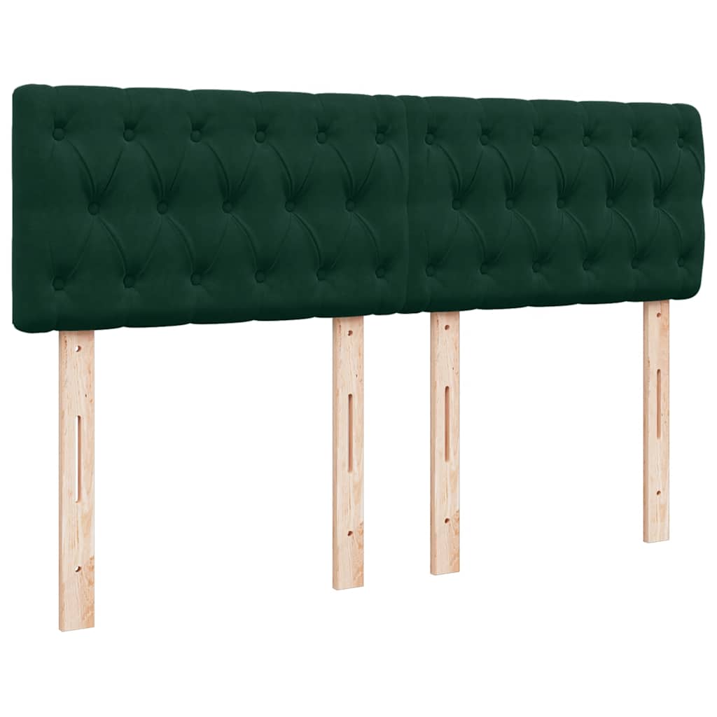 vidaXL Κρεβάτι Boxspring με Στρώμα Σκούρο Πράσινο 140x190εκ. Βελούδινο