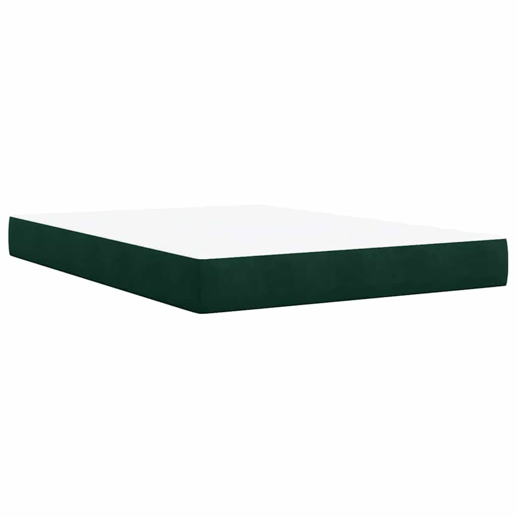 vidaXL Κρεβάτι Boxspring με Στρώμα Σκούρο Πράσινο 140x190εκ. Βελούδινο