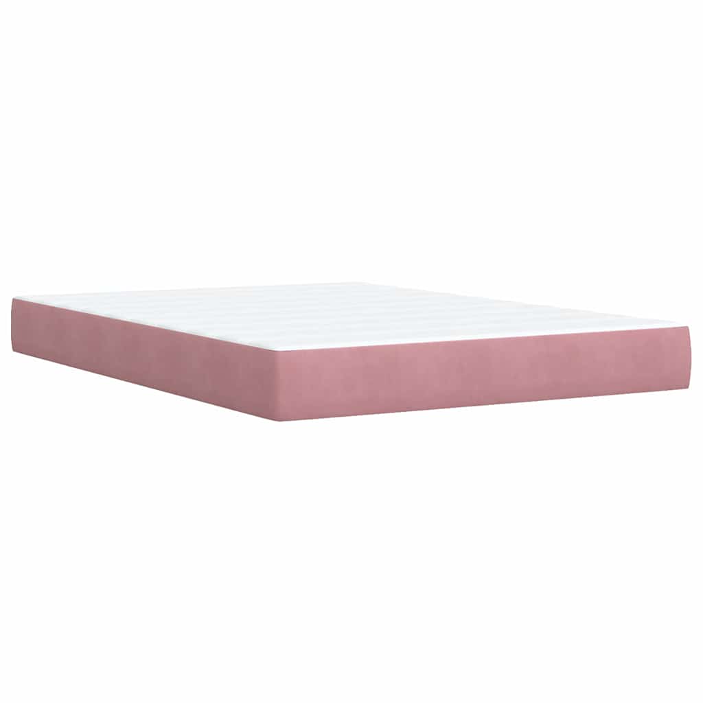 vidaXL Κρεβάτι Boxspring με Στρώμα Ροζ 140x190 εκ. Βελούδινο