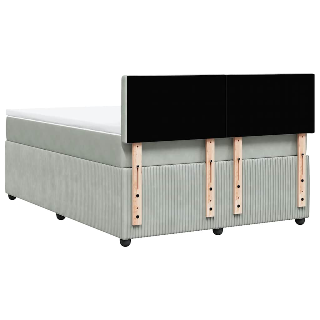 vidaXL Κρεβάτι Boxspring με Στρώμα Ανοιχτό Γκρι 140x190 εκ. Βελούδινο