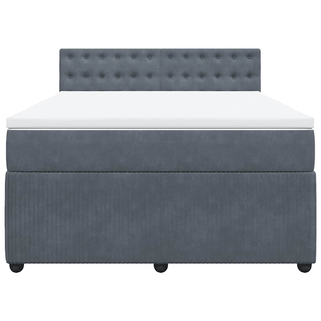 vidaXL Κρεβάτι Boxspring με Στρώμα Σκούρο Γκρι 140x190 εκ. Βελούδινο