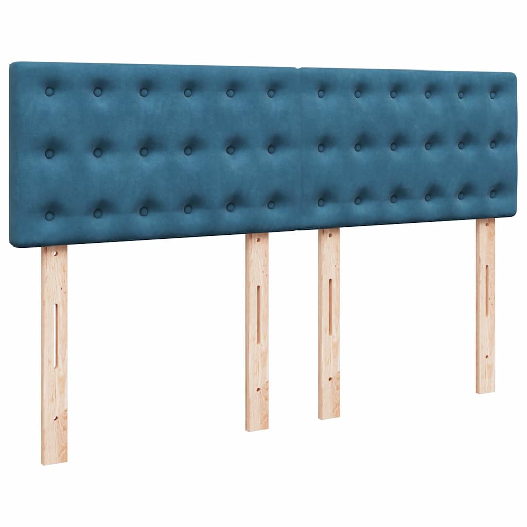 vidaXL Κρεβάτι Boxspring με Στρώμα Μπλε 140x190 εκ. Βελούδινο