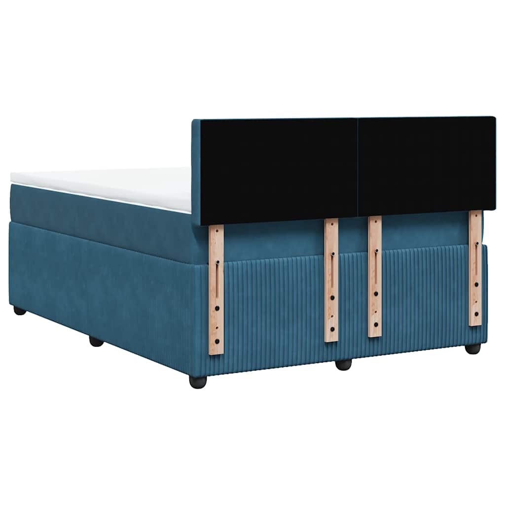 vidaXL Κρεβάτι Boxspring με Στρώμα Μπλε 140x190 εκ. Βελούδινο
