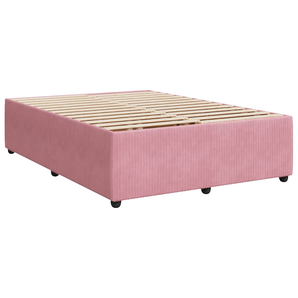 vidaXL Κρεβάτι Boxspring με Στρώμα Ροζ 140x190 εκ. Βελούδινο