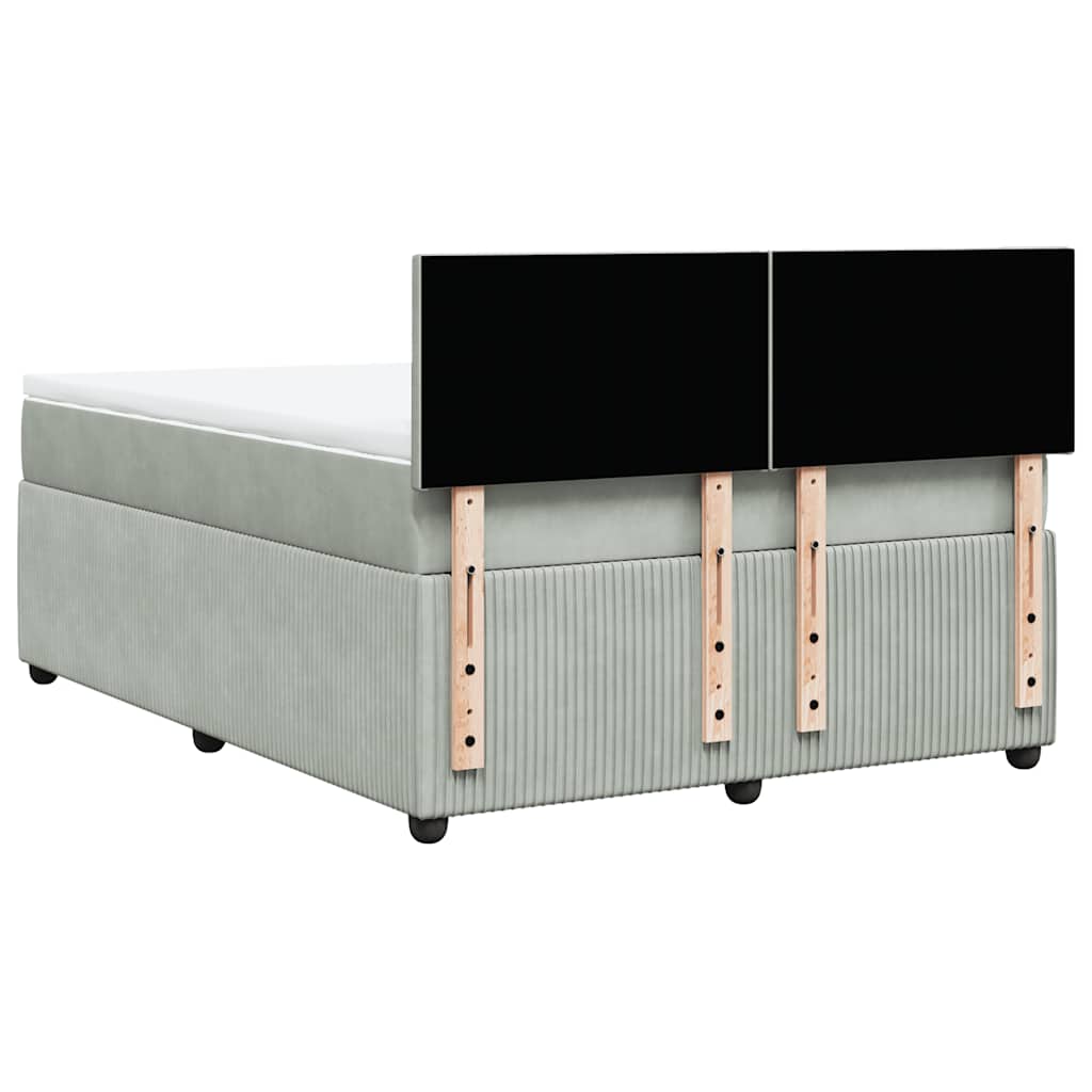 vidaXL Κρεβάτι Boxspring με Στρώμα Ανοιχτό Γκρι 140x200 εκ. Βελούδινο