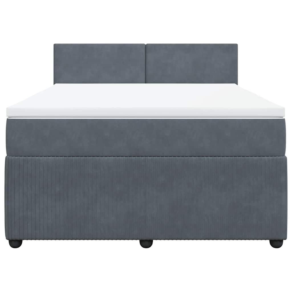 vidaXL Κρεβάτι Boxspring με Στρώμα Σκούρο Γκρι 140x200 εκ. Βελούδινο