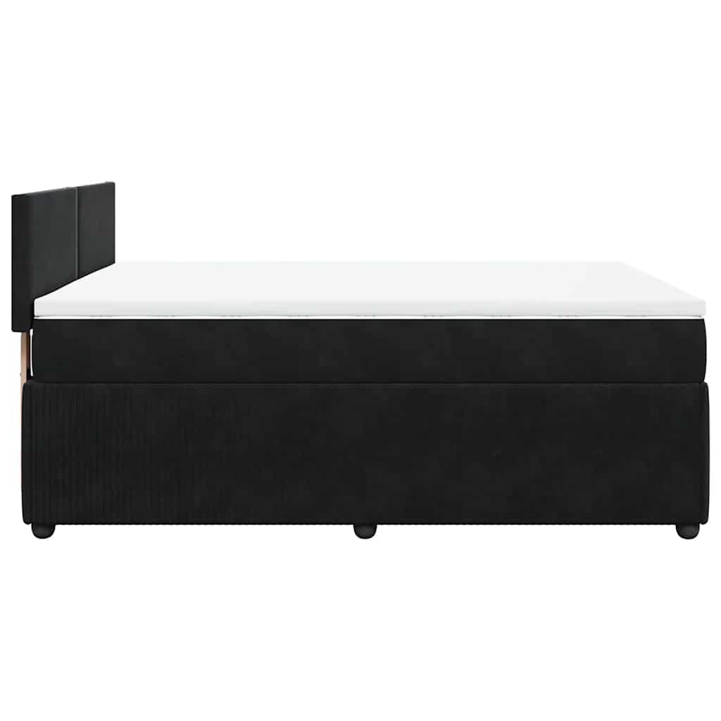 vidaXL Κρεβάτι Boxspring με Στρώμα Μαύρο 140x200 εκ. Βελούδινο