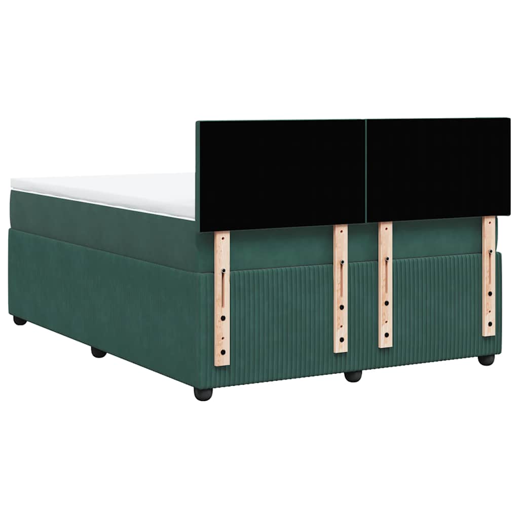 vidaXL Κρεβάτι Boxspring με Στρώμα Σκούρο Πράσινο 140x200εκ. Βελούδινο