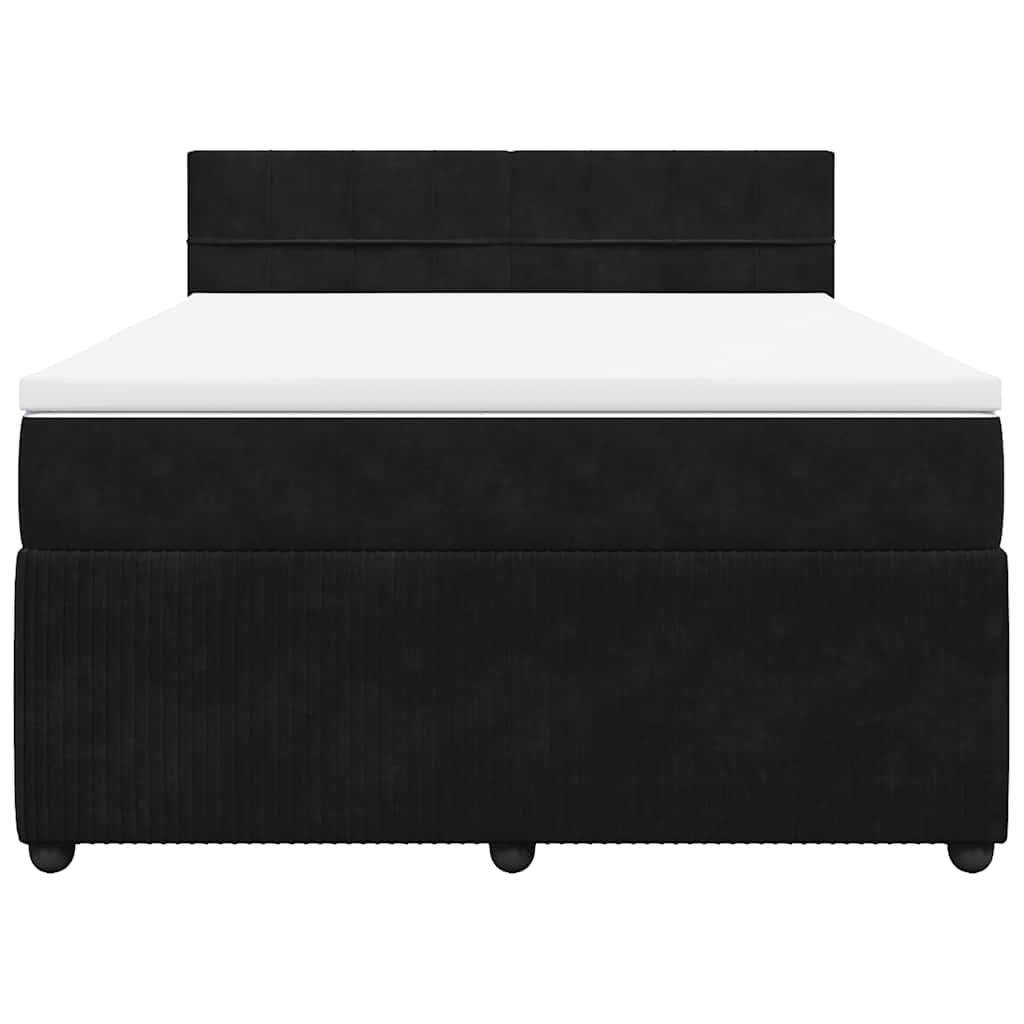 vidaXL Κρεβάτι Boxspring με Στρώμα Μαύρο 140x200 εκ. Βελούδινο