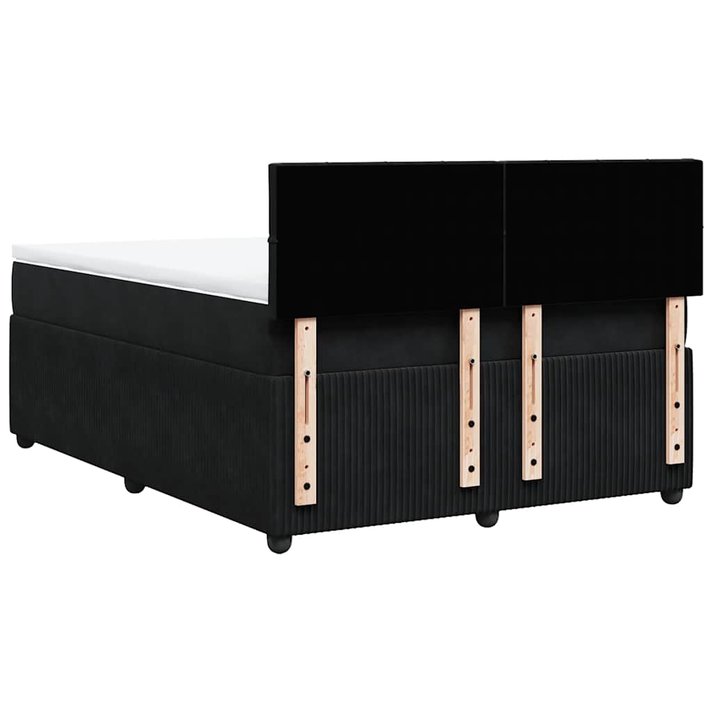 vidaXL Κρεβάτι Boxspring με Στρώμα Μαύρο 140x200 εκ. Βελούδινο