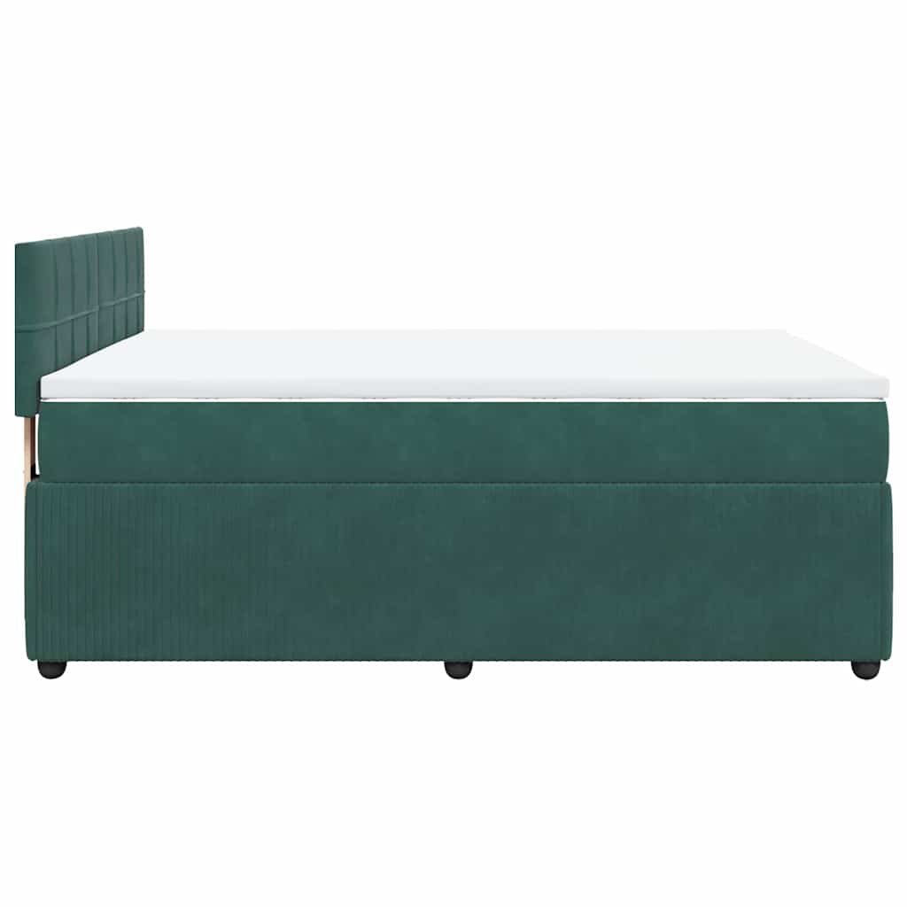 vidaXL Κρεβάτι Boxspring με Στρώμα Σκούρο Πράσινο 140x200εκ. Βελούδινο