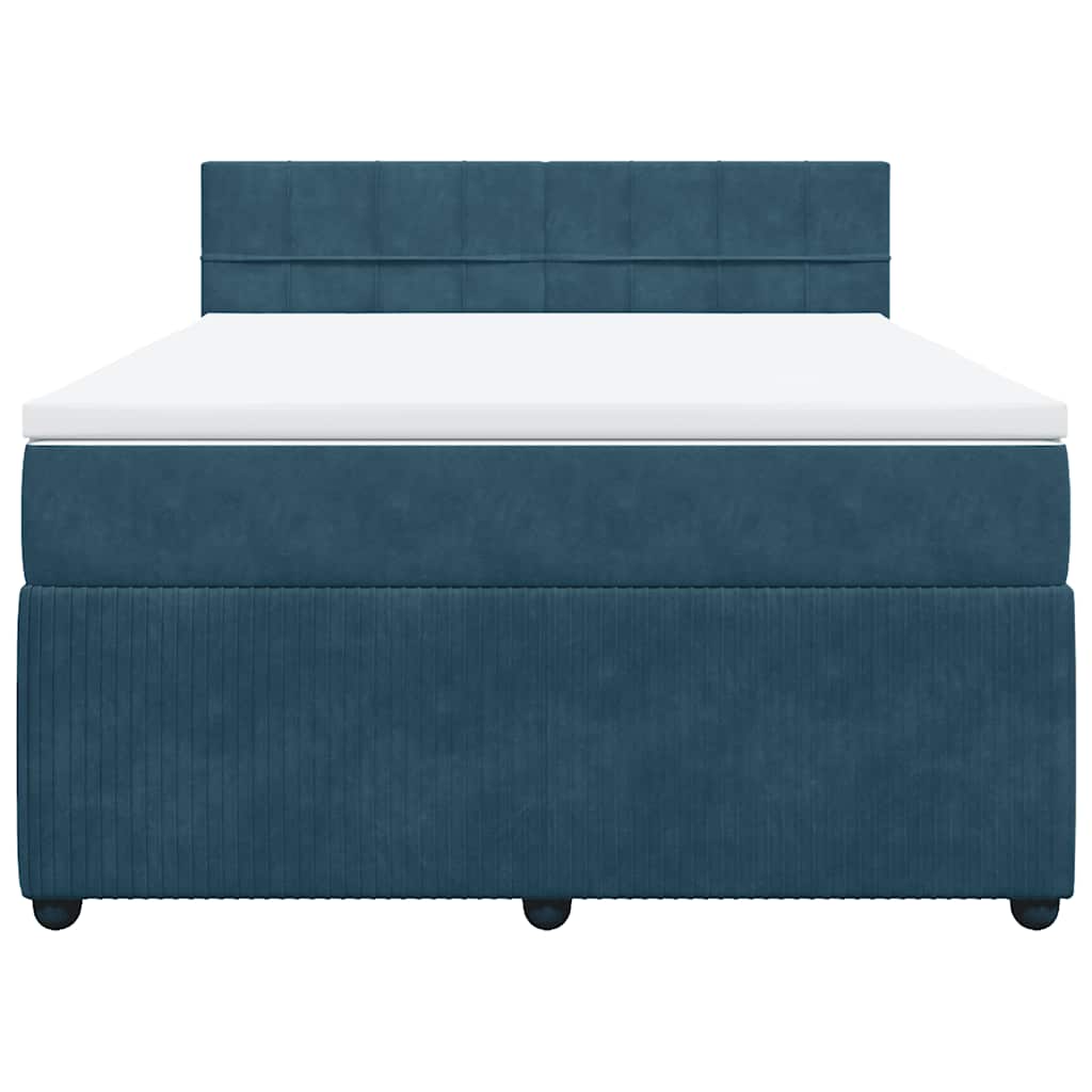 vidaXL Κρεβάτι Boxspring με Στρώμα Μπλε 140x200 εκ. Βελούδινο