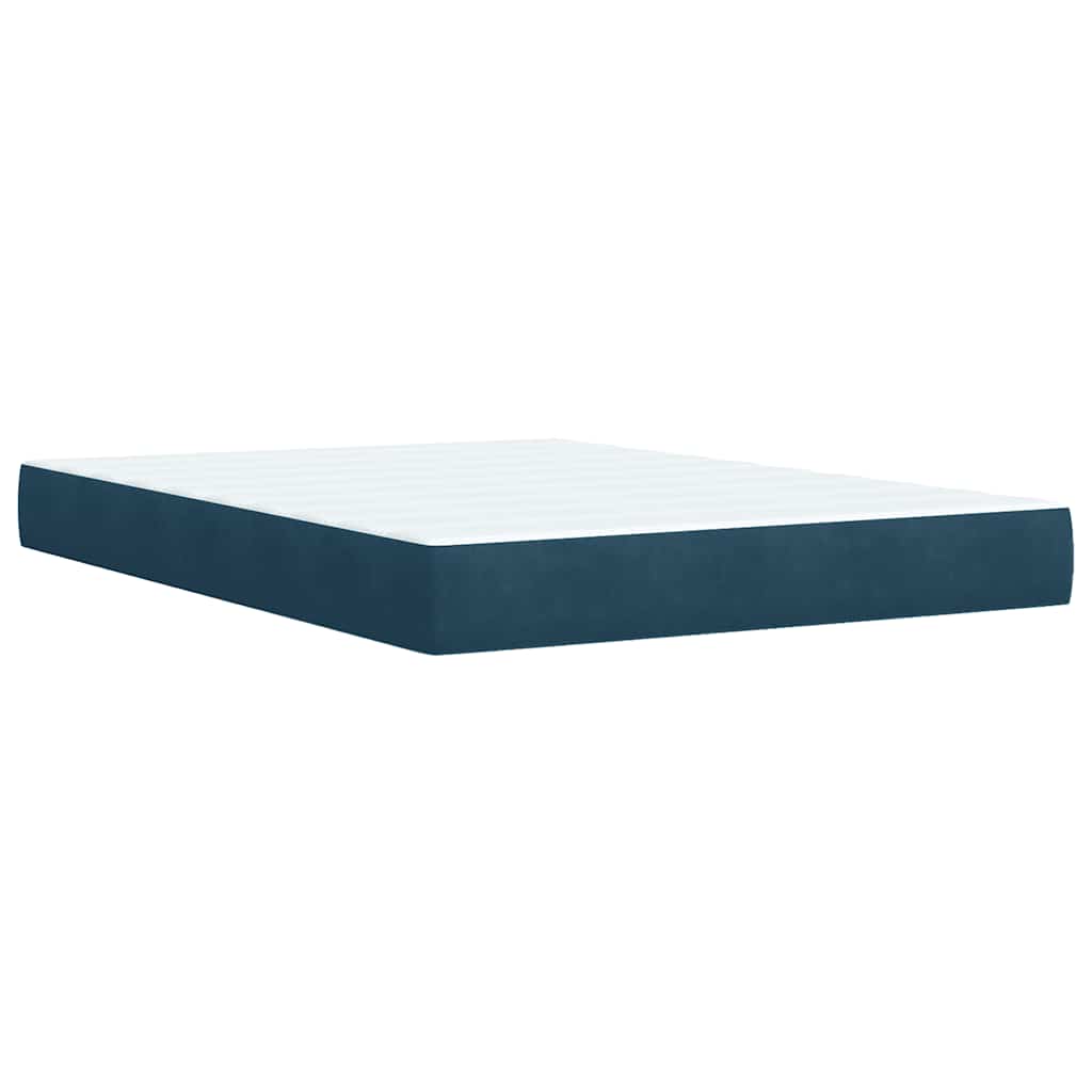 vidaXL Κρεβάτι Boxspring με Στρώμα Μπλε 140x200 εκ. Βελούδινο