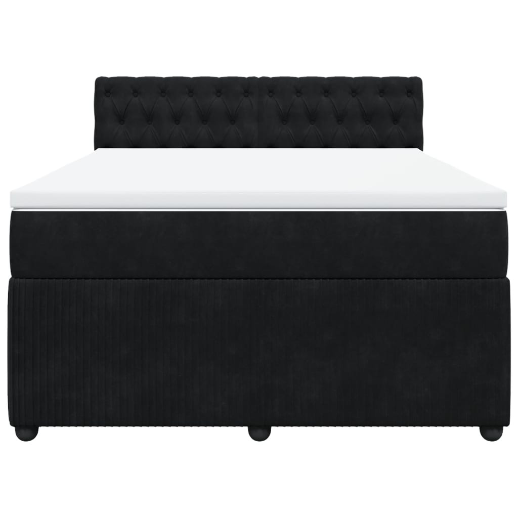 vidaXL Κρεβάτι Boxspring με Στρώμα Μαύρο 140x200 εκ. Βελούδινο