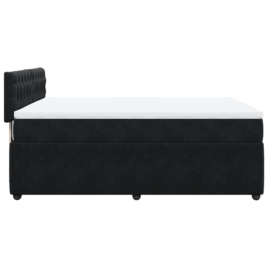 vidaXL Κρεβάτι Boxspring με Στρώμα Μαύρο 140x200 εκ. Βελούδινο
