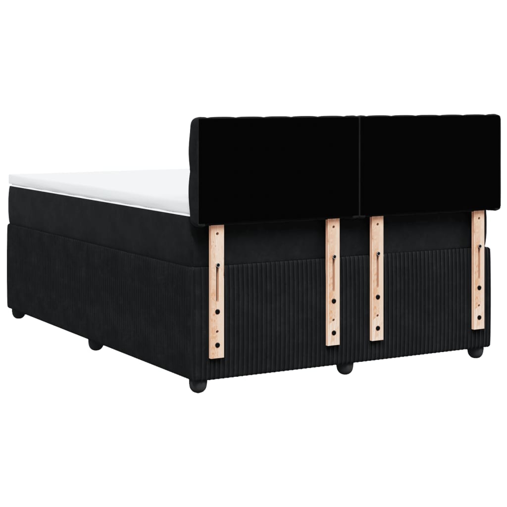 vidaXL Κρεβάτι Boxspring με Στρώμα Μαύρο 140x200 εκ. Βελούδινο