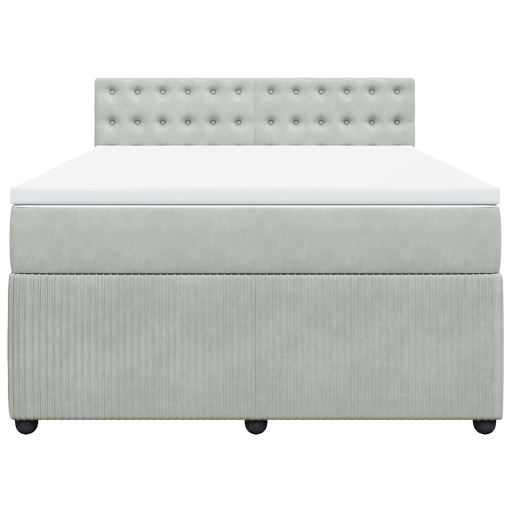 vidaXL Κρεβάτι Boxspring με Στρώμα Ανοιχτό Γκρι 140x200 εκ. Βελούδινο