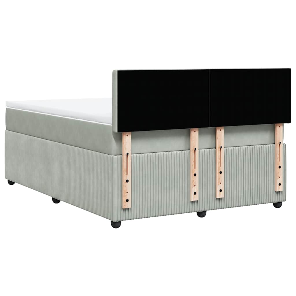 vidaXL Κρεβάτι Boxspring με Στρώμα Ανοιχτό Γκρι 140x200 εκ. Βελούδινο