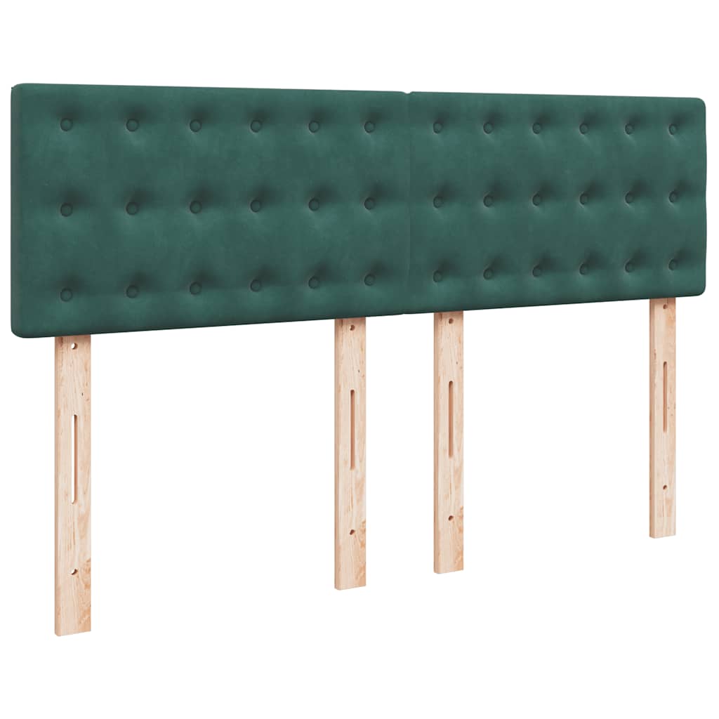 vidaXL Κρεβάτι Boxspring με Στρώμα Σκούρο Πράσινο 140x200εκ. Βελούδινο