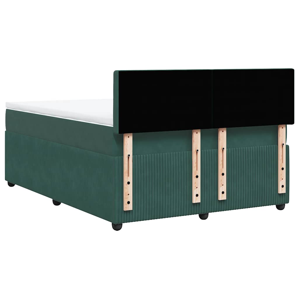 vidaXL Κρεβάτι Boxspring με Στρώμα Σκούρο Πράσινο 140x200εκ. Βελούδινο