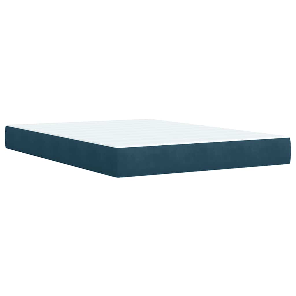 vidaXL Κρεβάτι Boxspring με Στρώμα Μπλε 140x200 εκ. Βελούδινο