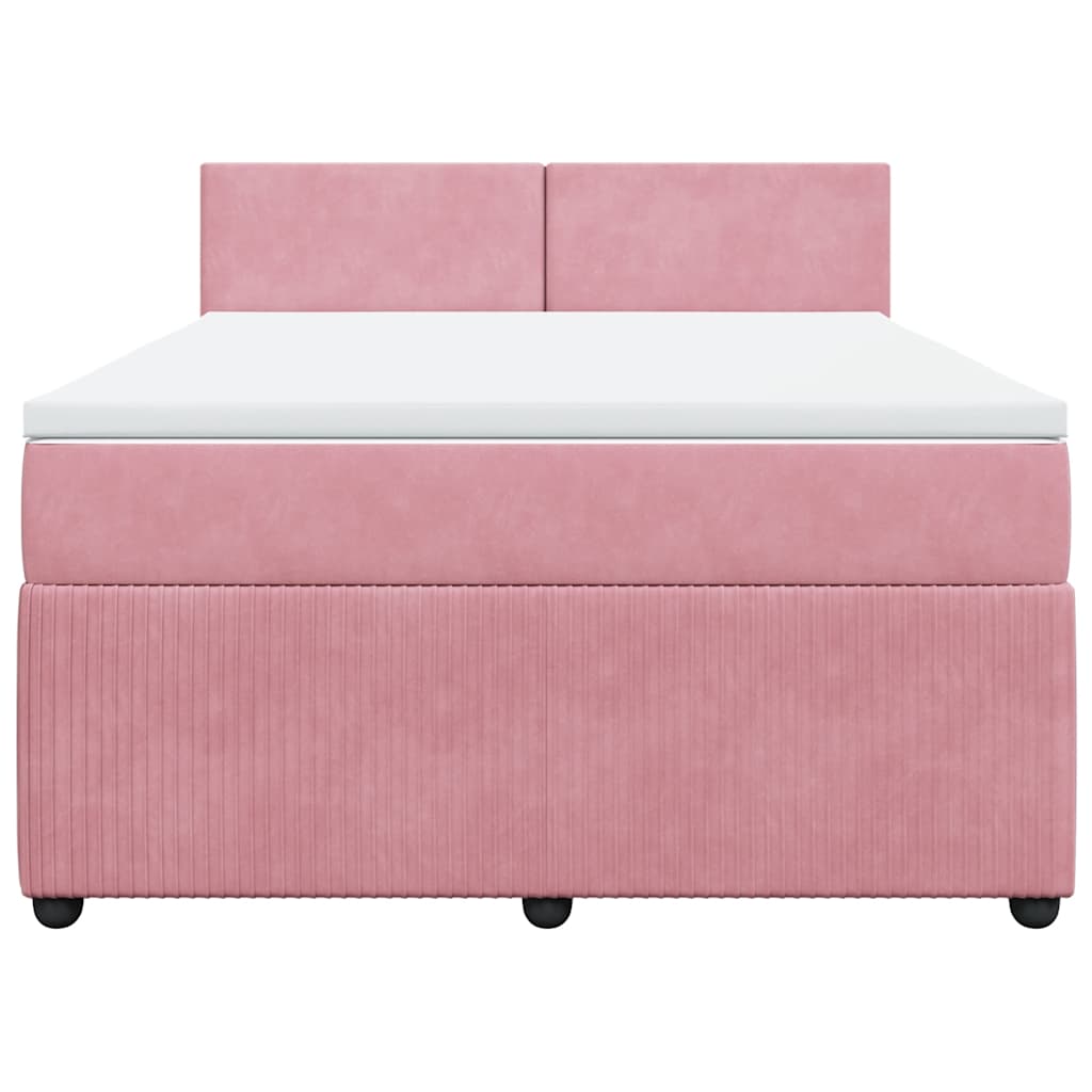 vidaXL Κρεβάτι Boxspring με Στρώμα Ροζ 160x200 εκ. Βελούδινο