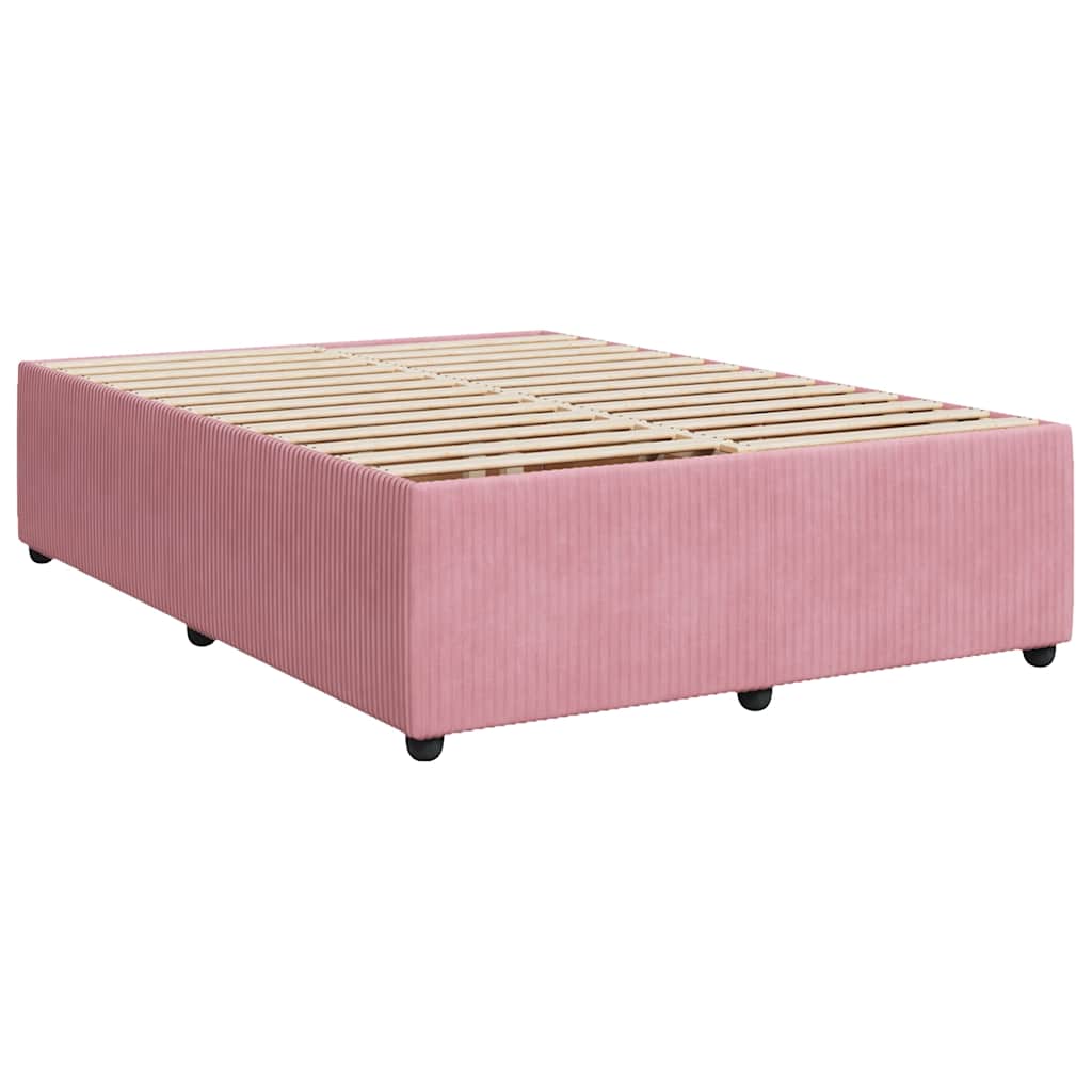 vidaXL Κρεβάτι Boxspring με Στρώμα Ροζ 160x200 εκ. Βελούδινο