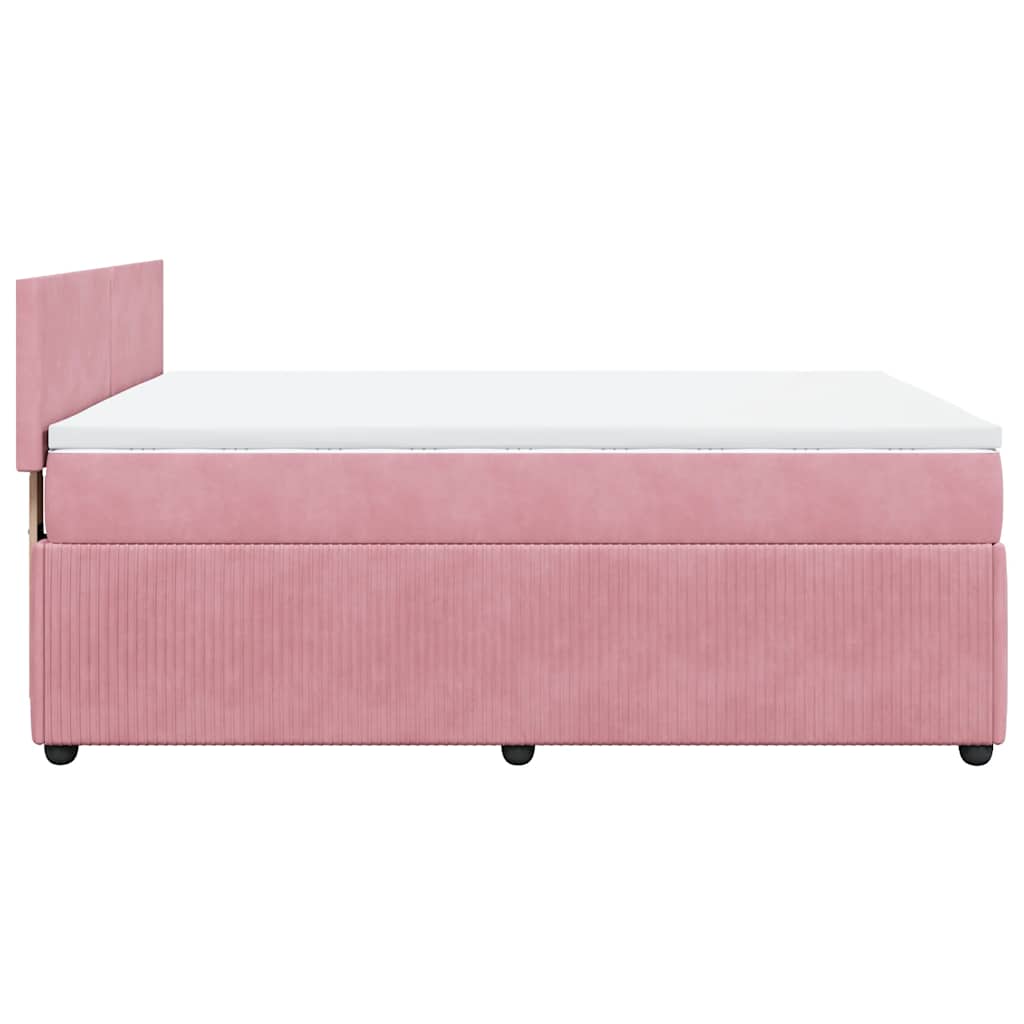 vidaXL Κρεβάτι Boxspring με Στρώμα Ροζ 160x200 εκ. Βελούδινο