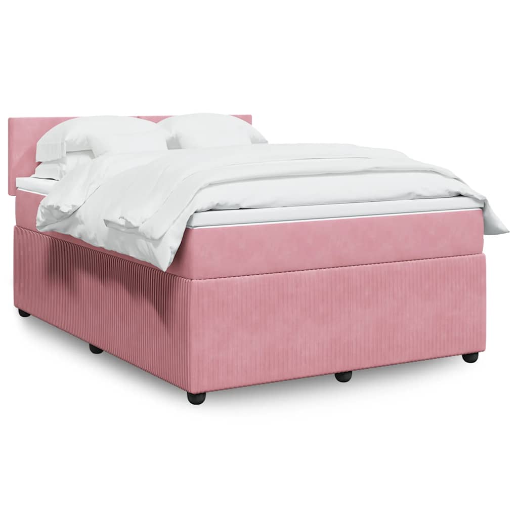 vidaXL Κρεβάτι Boxspring με Στρώμα Ροζ 160x200 εκ. Βελούδινο