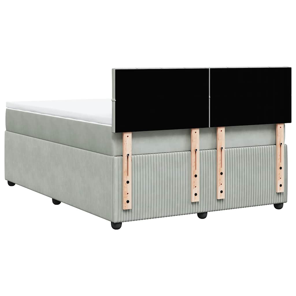 vidaXL Κρεβάτι Boxspring με Στρώμα Ανοιχτό Γκρι 160x200 εκ. Βελούδινο