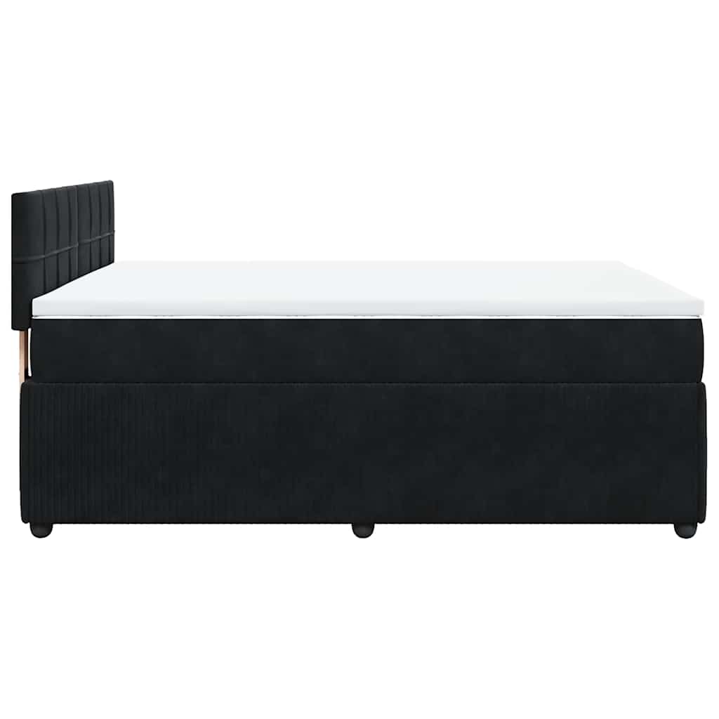 vidaXL Κρεβάτι Boxspring με Στρώμα Μαύρο 160x200 εκ. Βελούδινο