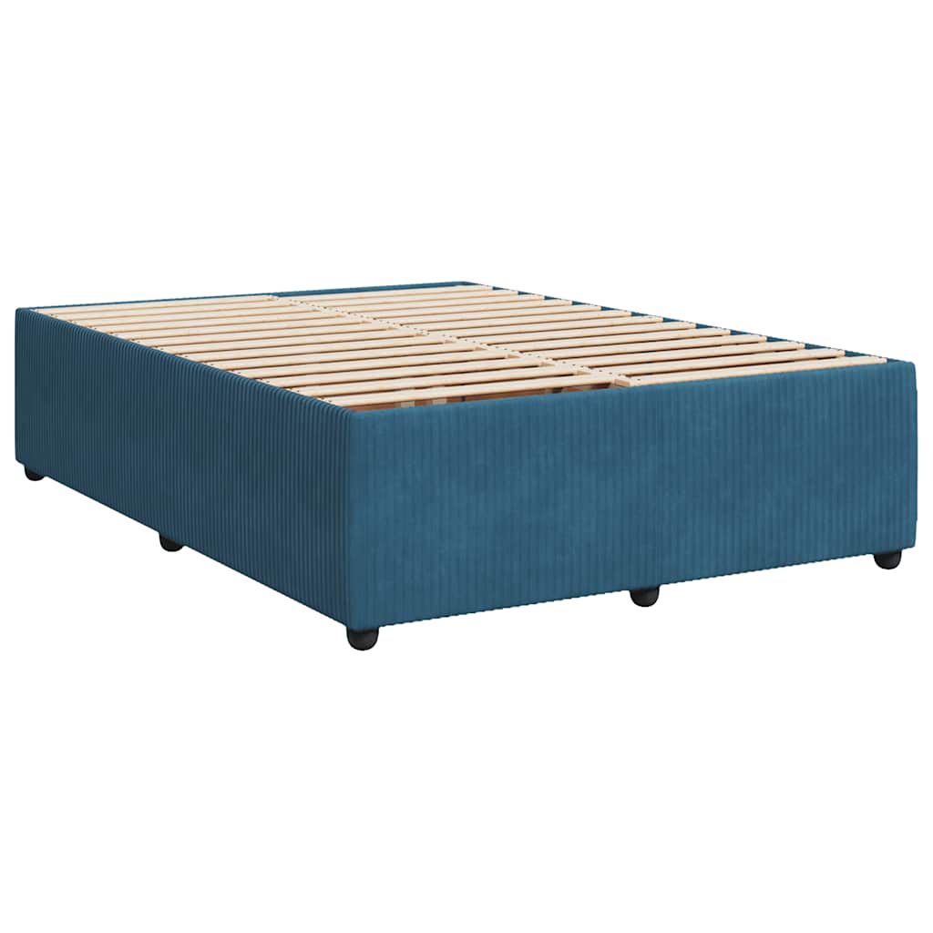 vidaXL Κρεβάτι Boxspring με Στρώμα Μπλε 160x200 εκ. Βελούδινο