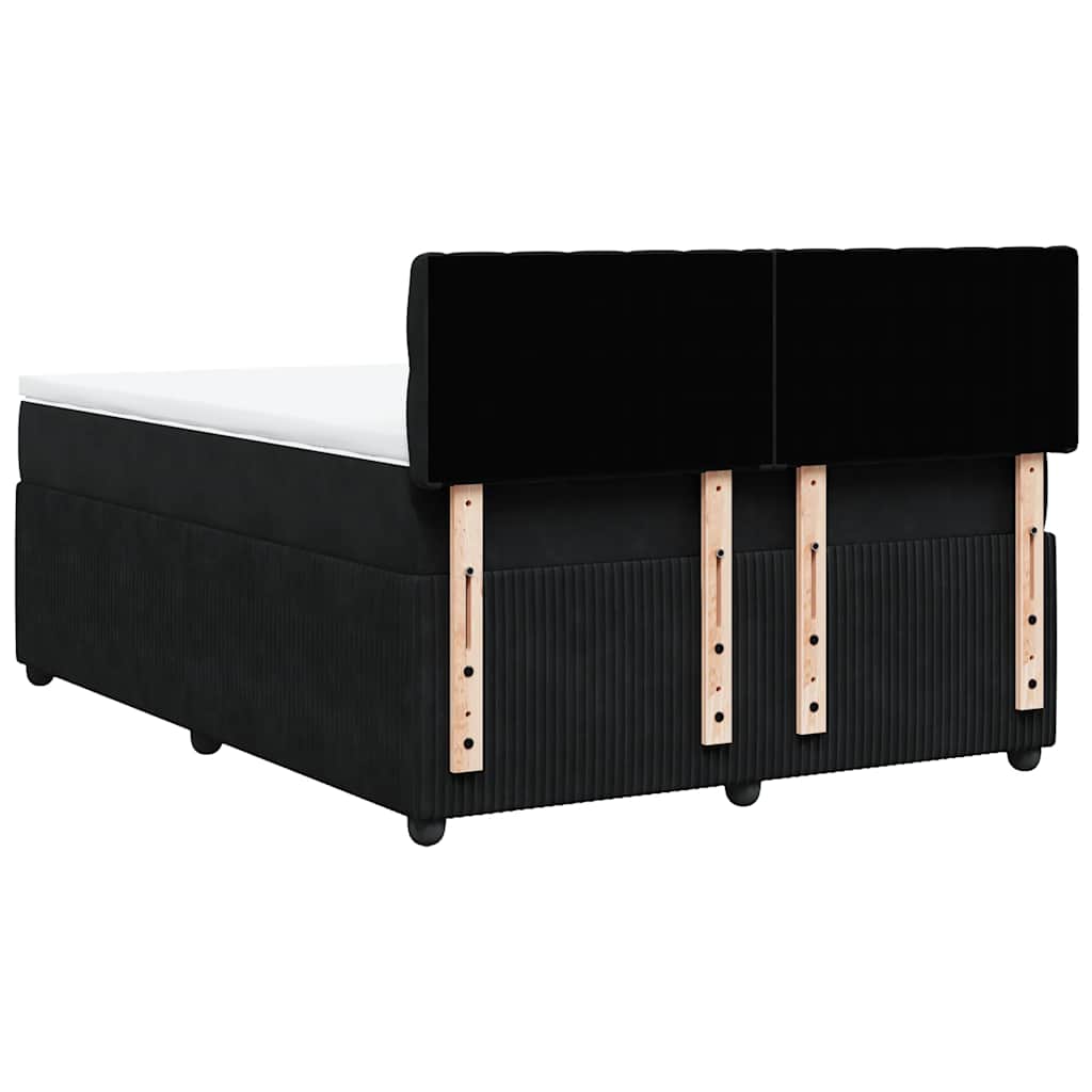 vidaXL Κρεβάτι Boxspring με Στρώμα Μαύρο 160x200 εκ. Βελούδινο