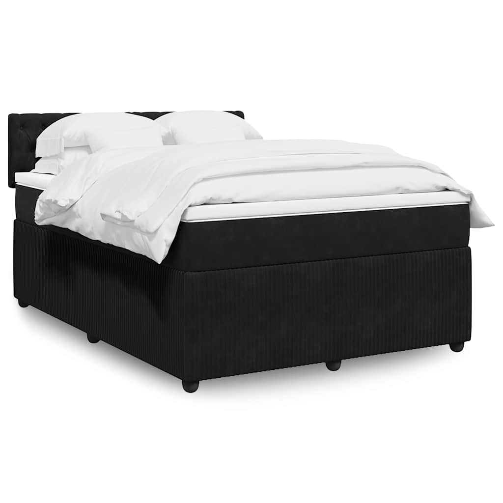 vidaXL Κρεβάτι Boxspring με Στρώμα Μαύρο 160x200 εκ. Βελούδινο