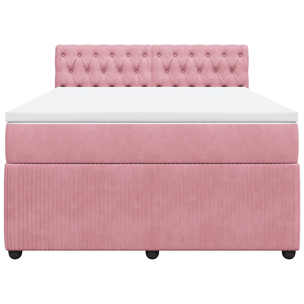 vidaXL Κρεβάτι Boxspring με Στρώμα Ροζ 160x200 εκ. Βελούδινο