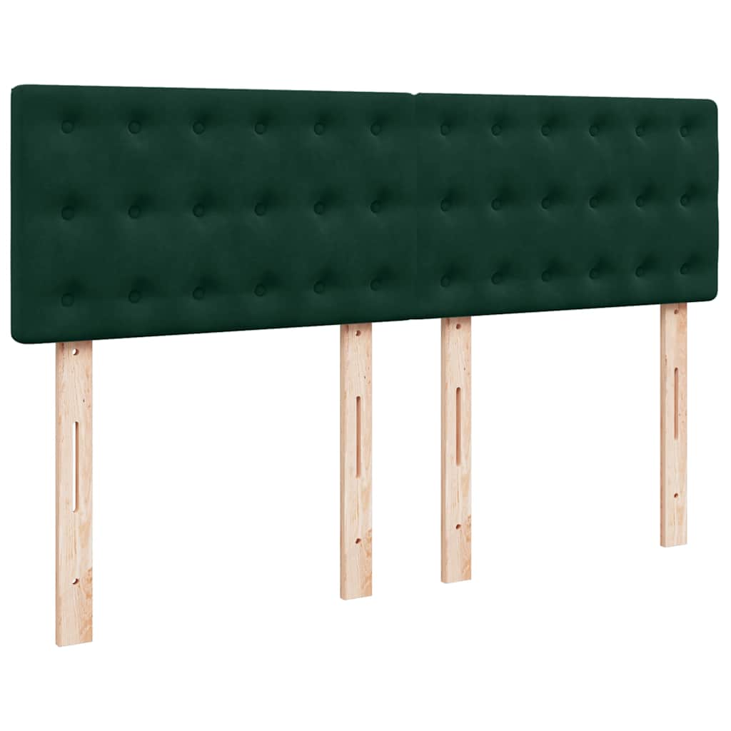 vidaXL Κρεβάτι Boxspring με Στρώμα Σκούρο Πράσινο 160x200εκ. Βελούδινο